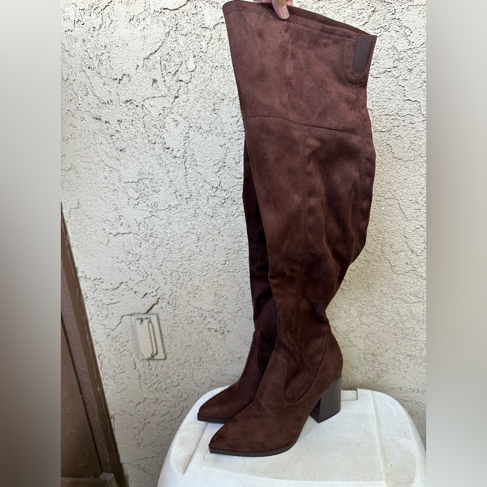 Brown Suede Over-the-Knee Boots Marc Fisher